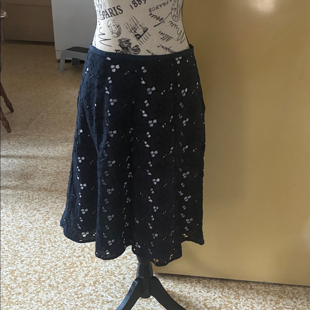 J. Crew Black Eyelet A-Line Skirt